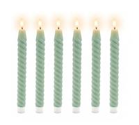Relaxdays Bougies LED torsadées sans Flamme, Cire véritable, Flamme vacillante, Lot de 6, Sauge, 25×2.2 cm