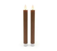 Relaxdays Bougies LED vacillantes en Cire avec rainures, 25x2x2 cm, sans Flamme, Couleur café, Lot de 2