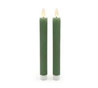 Relaxdays Bougies LED vacillantes en Cire, rainurées, sans Flamme, Lot de 2, 25 x 2 cm, Kaki