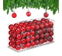 Relaxdays Boule de Noël, en lot Pratique de 96, pour décorer Votre Sapin comme il se Doit, Plastique, Rouge