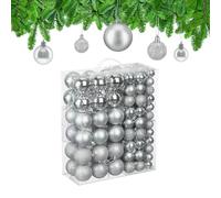 Relaxdays Boule de Noël, lot Pratique de 138, en Plastique, pour décorer Votre Sapin comme il se Doit, argentée