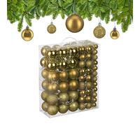 Relaxdays Boule de Noël, lot Pratique de 138, en Plastique, pour décorer Votre Sapin comme il se Doit, dorée