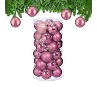 Relaxdays Boule de Noël, lot Pratique de 30, en Plastique Robuste, pour décorer Le Sapin, D : 6 cm, Rose