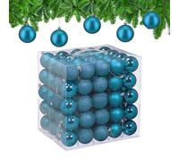 Relaxdays Boule de Noël, lot Pratique de 50, en Plastique Robuste, pour Le Sapin, diamètre : 6 cm, Bleu Cyan