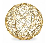 Relaxdays Boule déco LED, à Piles, Fil métallique, dorée | à suspendre ou poser, câble long, Ø 30 cm
