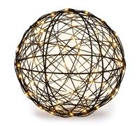 Relaxdays Boule déco LED, à Piles, Fil métallique, Noire | à suspendre ou poser, câble long, Ø 30 cm