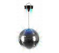 Relaxdays, boule disco rotative, diamètre 30 cm, sphère en miroir avec moteur et effets lumineux LED, fonctionne sur piles, idéale pour les fêtes, couleur argent