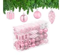Relaxdays Boules de Noël, Lot de 72, en Plastique, Ornements de Sapin, cœurs, Bottes, Pommes de pin, Roses