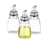 Relaxdays Bouteille d'huile en verre, 3 recharges
