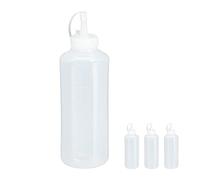 Relaxdays Bouteille à sauce, lot de 16, 1000 ml, squeeze bottle à remplir, récipient plastique, ketchup, transparent