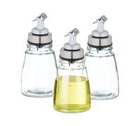 Relaxdays Bouteille d'huile en verre, 3 recharges