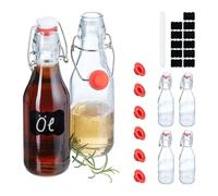 Relaxdays Lot de 6 bouteilles en verre
