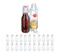 Relaxdays Bouteille en Verre, Lot de 24, capacité de chacune : 250 ML, à remplir, Bouchon mécanique, Transparente