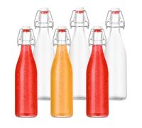 Relaxdays Bouteilles à remplir, Lot de 6, 500 ML, Bouchon à Fil, en Verre pour Huile, vinaigre, Liqueur, jus