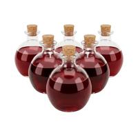 Relaxdays Bouteilles Verre Lot de 6, 260 ml, bouchons liège, déco DIY | pour huile, vinaigre, épices, liqueurs