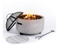 Relaxdays brasero Ø 44 cm, Pare-étincelles, tisonnier, Gris/Noir