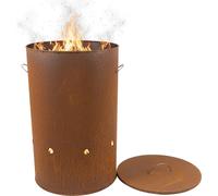 Relaxdays Brasero en acier Corten H x D 60 x 38 5 cm aspect rouillé avec couvercle jardin