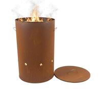 Relaxdays brasero en Acier Corten Aspect rouillé avec Couvercle H 60 x D 38,5 cm pour Jardin