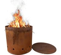 Relaxdays, brasero en acier Corten, aspect rouillé, H x P : 45 x 49,5 cm, brasero industriel avec couvercle, pour le jardin, rouge-brun