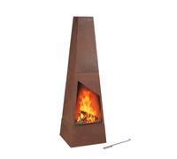 Relaxdays Brasero extérieur en acier corten 149 x 45 x 45 cm avec grille et tisonnier marron