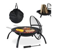 Relaxdays Brasero Foyer Feu De Terrasse De Jardin Accessoire Barbecue Multicolore