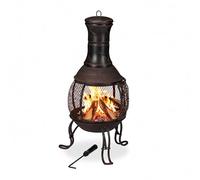 Relaxdays brasero Mexicain, tisonnier, Gril en Bois, Pare-étincelles, Jardin, terrasse, Antique, H 89 cm, Rouge-Bronze