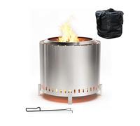Relaxdays Brasero sans fumée, Acier Inoxydable, H x D 45 x 49 cm, Pied et bac à Cendres, argenté