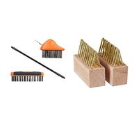 Relaxdays Brosse à Joints avec Manche télescopique, Poils en Acier Carbone, grattoir et Gomme, Mauvaises Herbes, 80-140 cm, Noir & Brosse à Joints, Lot de 2, Fils en Acier, Jardin