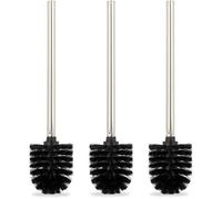 Relaxdays Brosse à Wc, En Lot De 3, Tête De Brosse Amovible, Pour Toilettes, En Acier Inoxydable, Hxd : 35 X 8 Cm, Noire