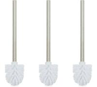 Relaxdays Brosse à Wc, En Lot De 3, Tête De Brosse Amovible, Pour Toilettes, En Acier Inoxydable, Hxd : 35 X 8 Cm, Blanc