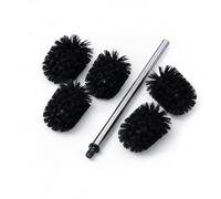 Relaxdays Brosse WC, 1 poignée + 5 têtes de Rechange, Manche INOX, tête Amovible, Plastique, HxD: 35,5 x 8 cm, Noir