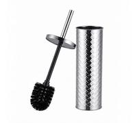 Relaxdays Brosse WC Manche en INOX, tête de Brosse remplaçable, Argent | H x D: 38 x 9,5 cm, avec support