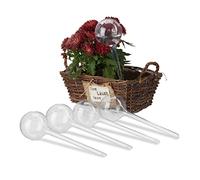 Relaxdays Bulle d’arrosage pour Vos Plantes, Lot de 5, contenance : 250 ML, en Plastique, H x D 28 x 8 cm, Transparente