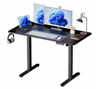 Relaxdays Bureau Assis-Debout électrique, Affichage LED, 120x160x60 cm, métal, Aspect Bois, Noir, Ergonomique