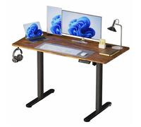 Relaxdays Bureau assis-debout électrique, écran LED, 120x140x60 cm, métal, style industriel, marron-noir, ergonomique
