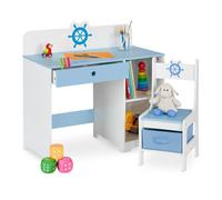 Relaxdays Bureau enfants et chaise style maritime