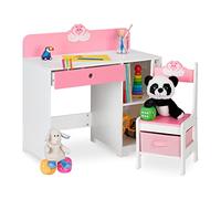 Relaxdays Bureau et chaises enfants, motif cygne
