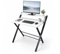 Relaxdays Bureau pliable, noir/blanc | rehausseur d'écran, 82 x 70 x 56 cm, MDF, métal, table ordinateur