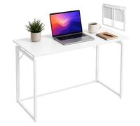 Relaxdays Bureau Pliable, télétravail, Gain de Place, Blanc | H x L x P : 74 x 100 x 50 cm, table de travail