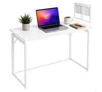 Relaxdays bureau pliable, télétravail, gain de place, H x L x P : 74 x 100 x 50 cm, table de travail, blanc