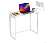 Relaxdays bureau pliable, télétravail, gain de place, H x L x P : 74 x 80 x 40 cm, table de travail, blanc