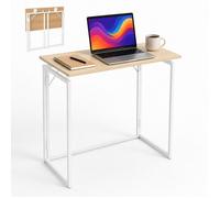 Relaxdays bureau pliable, télétravail, gain de place, H x L x P : 74 x 80 x 40 cm, table de travail, naturel/blanc
