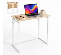 Relaxdays Bureau Pliable, télétravail, Gain de Place, Naturel/Blanc | H x L x P : 74 x 80 x 40 cm, table de travail