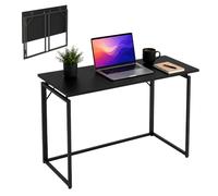 Relaxdays Bureau Pliable, télétravail, Gain de Place, Noir | H x L x P : 74 x 100 x 50 cm, table de travail