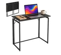 Relaxdays Bureau Pliable, télétravail, Gain de Place, Noir | H x L x P : 74 x 80 x 40 cm, table de travail