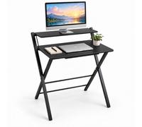 Relaxdays Bureau pliant, noir | rehausseur d'écran, H x L x P : 82 x 70 x 56 cm, MDF, métal, télétravail