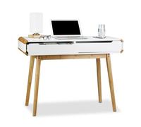 Relaxdays Bureau tiroirs en bois table ordinateur