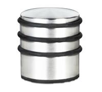 Relaxdays Butoir/Arrêt de porte Design Inox – Lourd, acier inoxydable, anneaux en caoutchouc, 75×68×68 mm