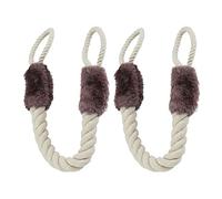Relaxdays Butoir de Porte, Anti-pincement, Lot de 2, poignées, sécurité bébés et Animaux, Corde, 60 cm, Beige/Marron