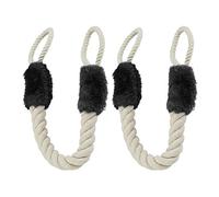 Relaxdays Butoir de Porte, Anti-pincement, Lot de 2, poignées, sécurité des bébés et Animaux, Corde, 60 cm, Beige/Noir